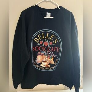 Women’s Crewneck Sweatshirt “Belle’s Book Cafe” Black/ Logo SZ 2XL